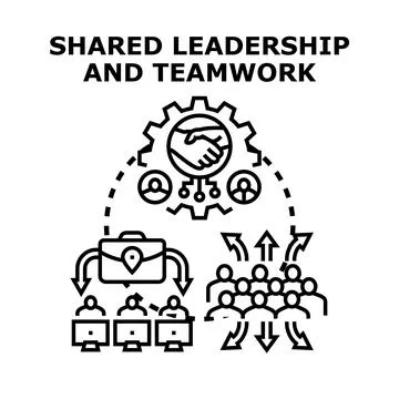 Shared leadership and teamwork process collaboration concept Stock Illustration