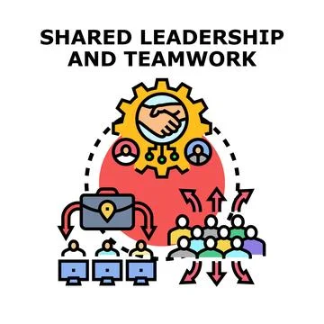Shared leadership and teamwork process collaboration concept Stock Illustration