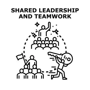 Shared leadership developing teamwork and community success Stock Illustration