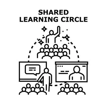 Shared learning circle concept presenting knowledge exchange Stock Illustration