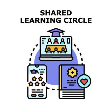 Shared learning circle concept presenting distant education Stock Illustration