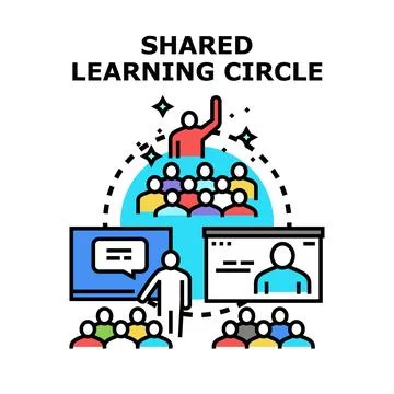 Shared learning circle concept presenting knowledge exchange Illustrazione stock