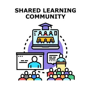Shared learning community concept for education and teamwork Stock Illustration