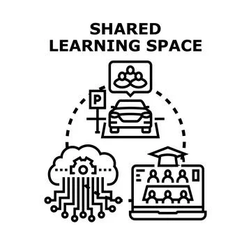 Shared learning space concept vector illustration Stock Illustration