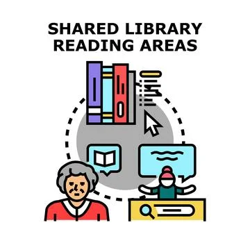 Shared library reading areas access to information イラスト素材