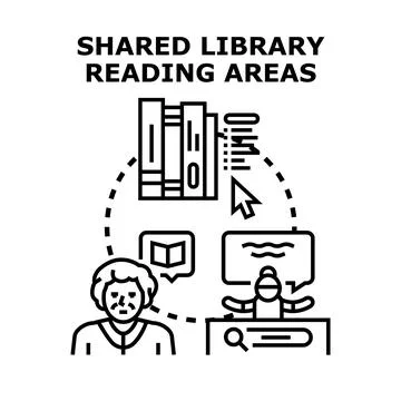 Shared library reading areas access to information イラスト素材