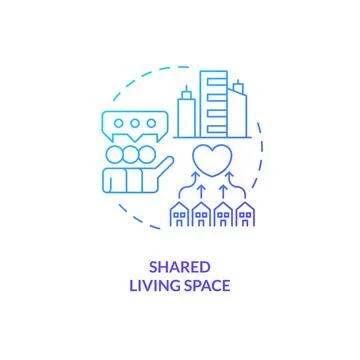 Shared living space blue gradient concept icon Stock Illustration