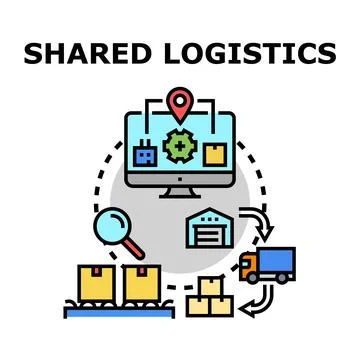 Shared logistics managing global supply chain distribution 库存插图