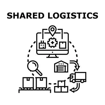 Shared logistics managing global supply chain distribution Stock Illustration