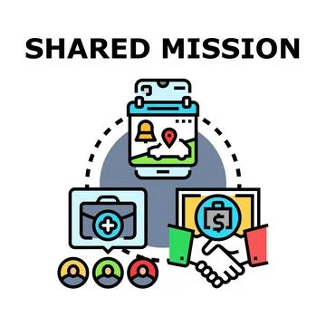 Shared mission concept exploring business cooperation goals Stock Illustration