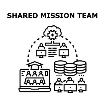Shared mission team remote education data management concept Ilustração Stock