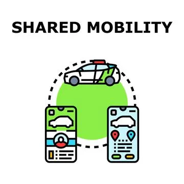 Shared mobility transport services using mobile applications Stock Illustration