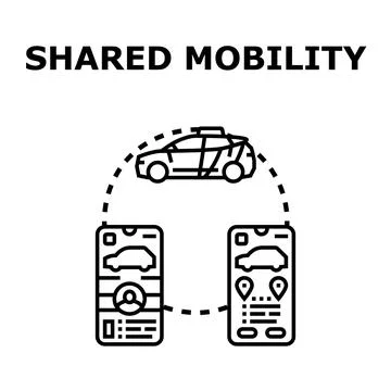 Shared mobility transport services using mobile applications Stock Illustration