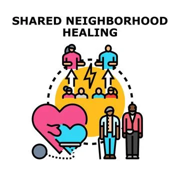 Shared neighborhood healing concept developing community support Stock Illustration
