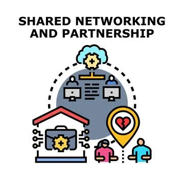 Shared networking and partnership concept vector illustration Stock Illustration
