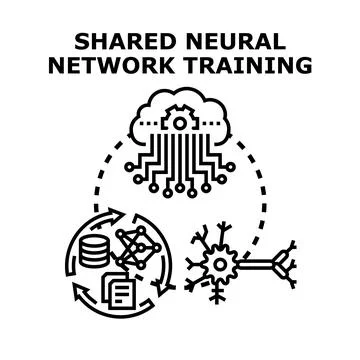 Shared neural network training concept vector illustration Stock Illustration