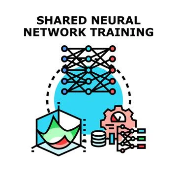 Shared neural network training concept developing artificial intelligence s.. Stockillustratie