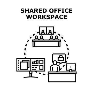 Shared office workspace concept developing business ideas Stock Illustration
