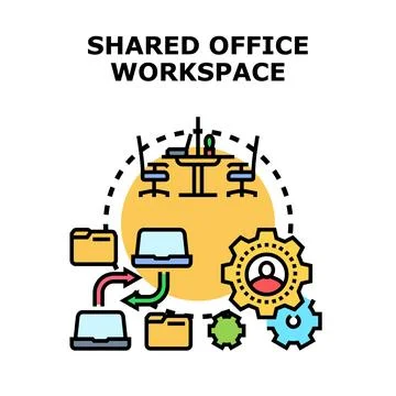 Shared office workspace concept developing business team collaboration Stockillustratie