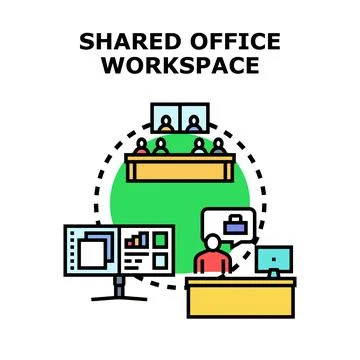 Shared office workspace concept developing business ideas Stock Illustration