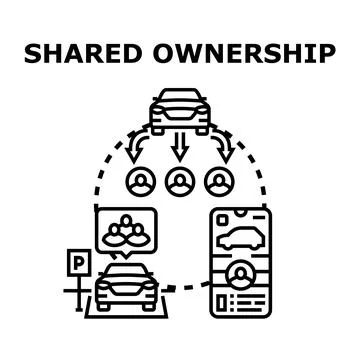 Shared ownership concept visualizing people sharing vehicle Stock Illustration