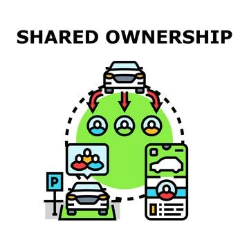 Shared ownership concept visualizing people sharing vehicle Stock Illustration