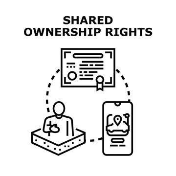 Shared ownership rights concept with diverse assets Stock Illustration
