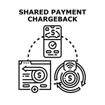 Shared payment chargeback processing money refund online Stock Illustration