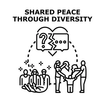 Shared peace through diversity concept illustration Stock Illustration