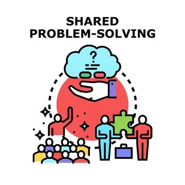 Shared problem solving process and business collaboration Stock Illustration