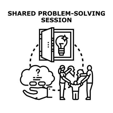 Shared problem solving session for family collaboration concept Stock Illustration