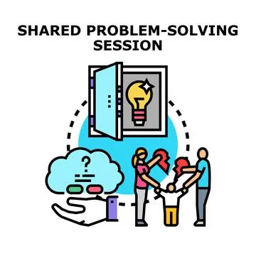 Shared problem solving session for family collaboration concept Stock Illustration