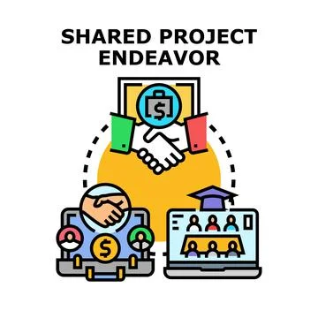 Shared project endeavor concept connecting business and education Stock Illustration