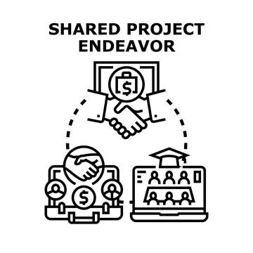 Shared project endeavor concept connecting business and education Stock Illustration