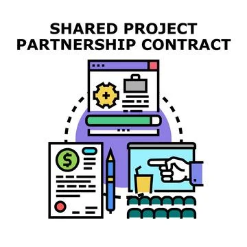 Shared project partnership contract concept illustration Stock Illustration