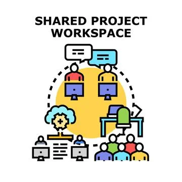 Shared project workspace vector concept illustration イラスト素材