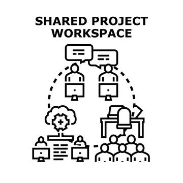Shared project workspace vector concept illustration Stock Illustration