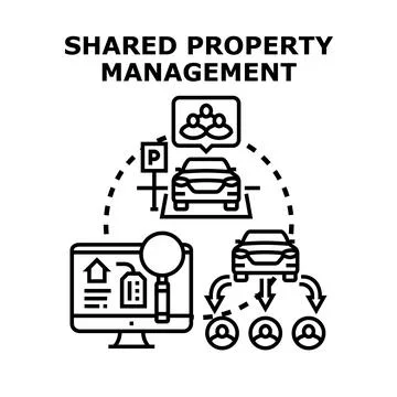 Shared property management allocating resources concept Stock Illustration