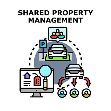 Shared property management allocating resources concept Stock Illustration