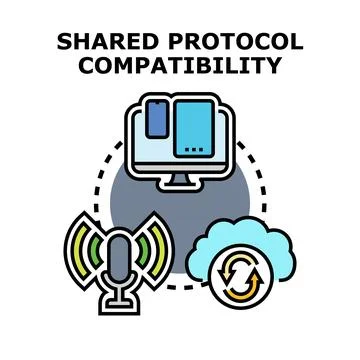 Shared protocol compatibility across digital devices and networks 스톡 일러스트
