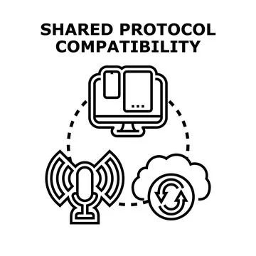 Shared protocol compatibility across digital devices and networks Stock Illustration