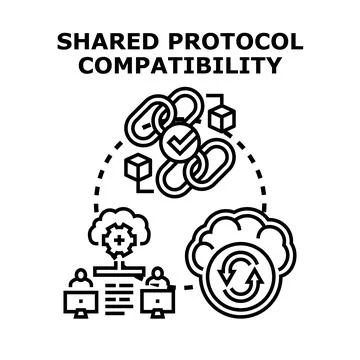 Shared protocol compatibility for data connection and synchronization Stock Illustration