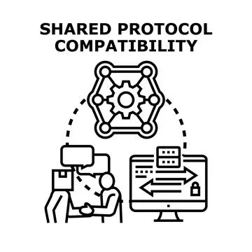 Shared protocol compatibility for data exchange partnership Stock Illustration