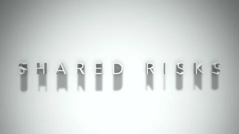 Shared risks 3D title animation with shadows on a white background Stock Footage 297856158
