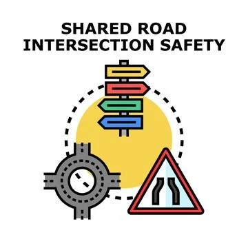 Shared road intersection safety driving navigation concept Stock Illustration