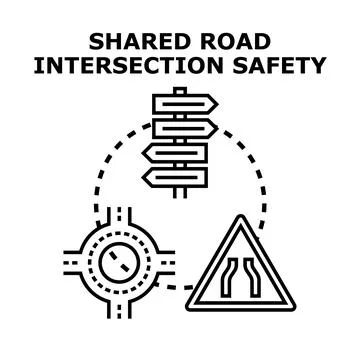 Shared road intersection safety driving navigation concept Stock Illustration
