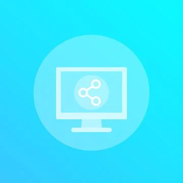 Shared screen, display vector icon Illustrazione stock