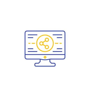 Shared screen vector linear icon Stock Illustration