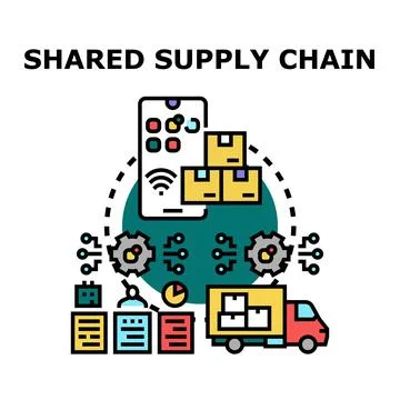 Shared supply chain management optimizing logistics and delivery Stock Illustration