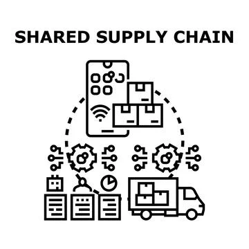 Shared supply chain management optimizing logistics and delivery Stock Illustration